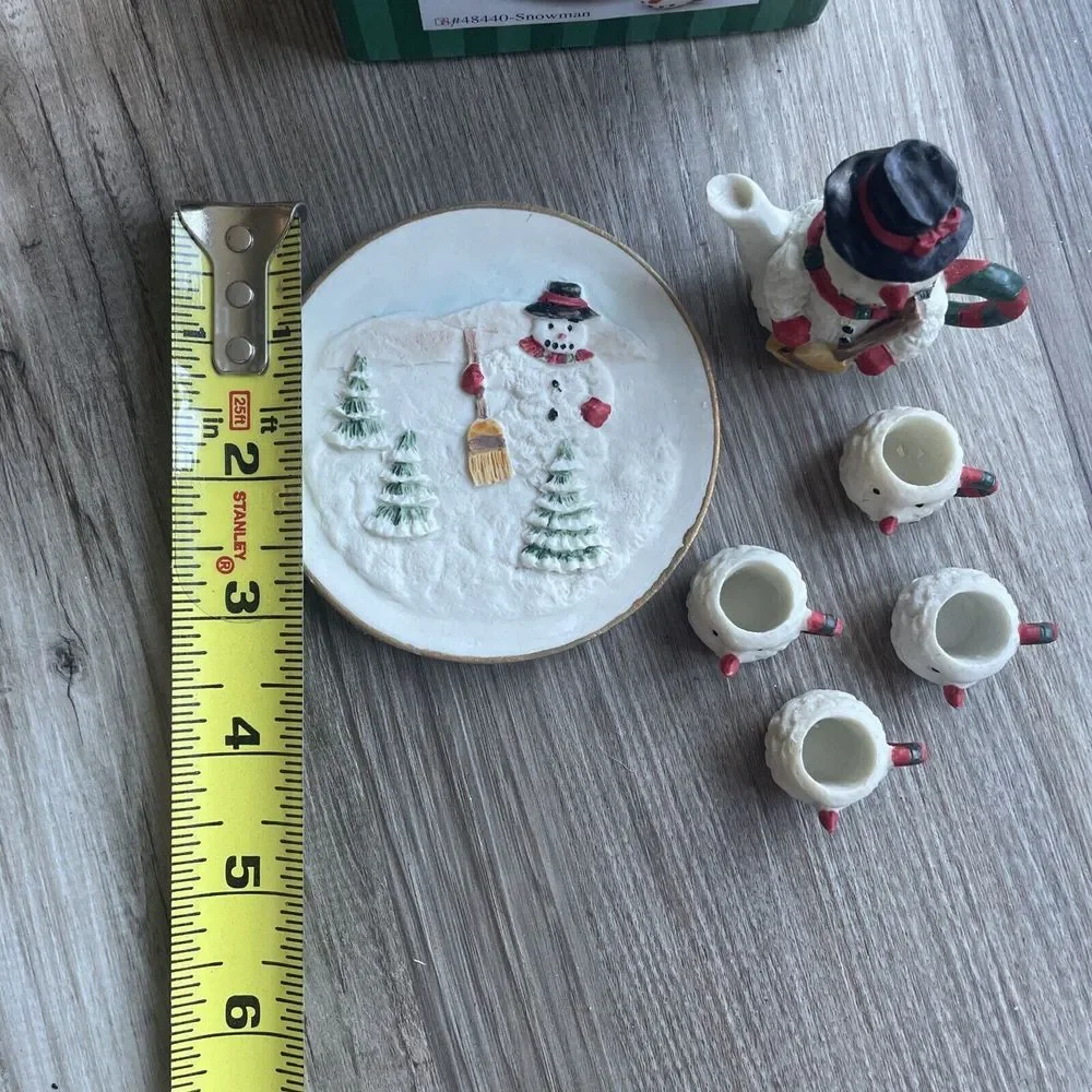 1995 C&F Enterprises Snowman Miniature Tea Set (7 pc set) With Box Holiday‎